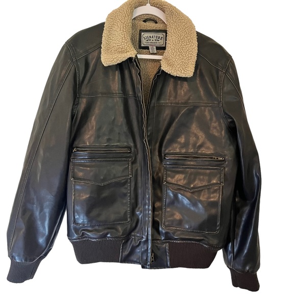 Signature by Levi Strauss Other - Levi’s Jacket Men’s Large PVC Leather Fleece Lined Bomber